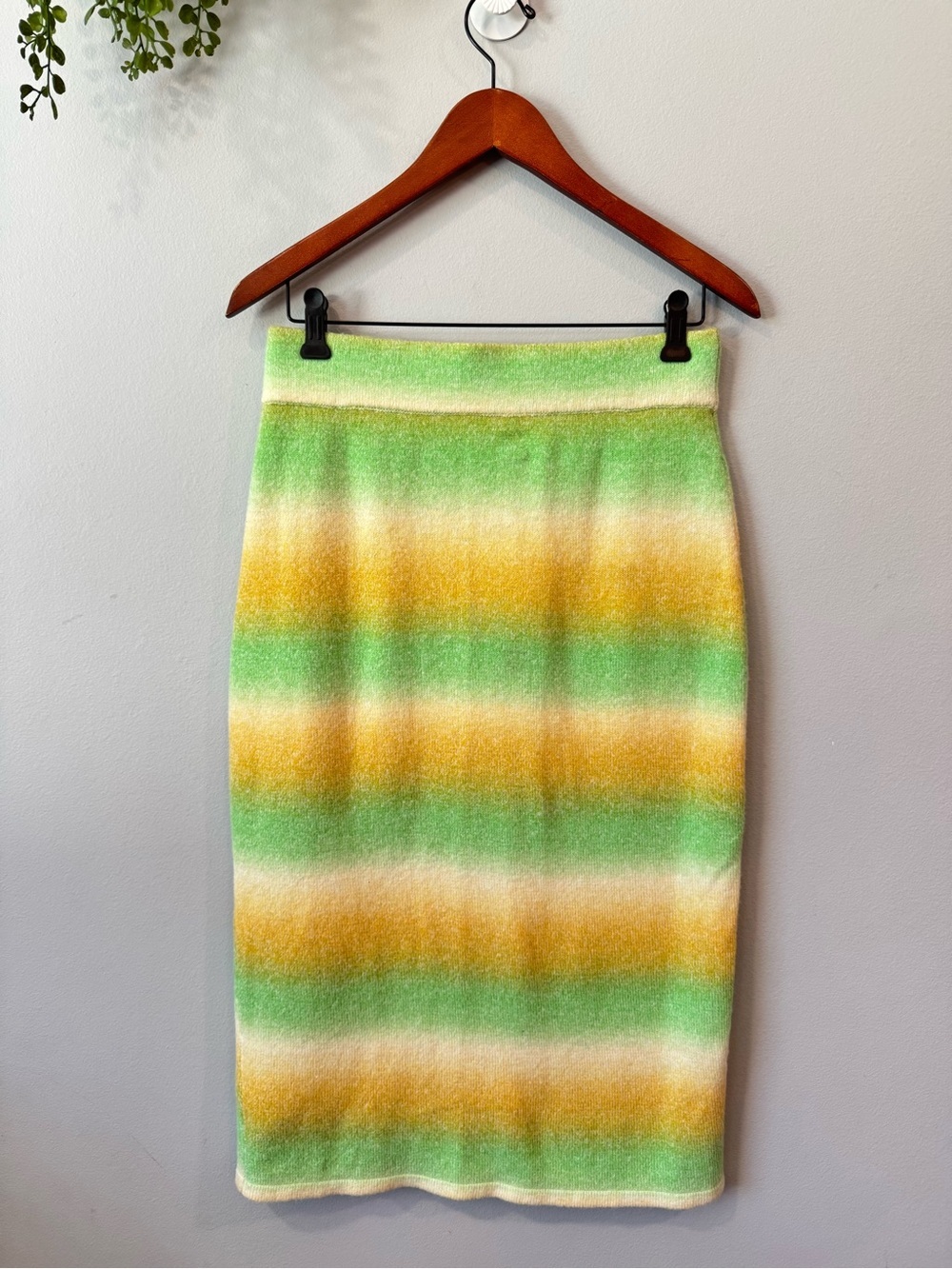 dolan Striped Green & Yellow Knit Pencil Skirt Sz M